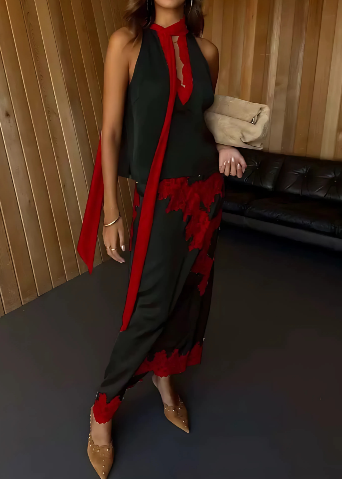 Celestia Lace Satin Set