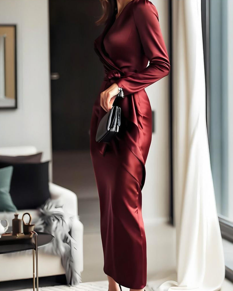 Valentina Satin Wrap Dress