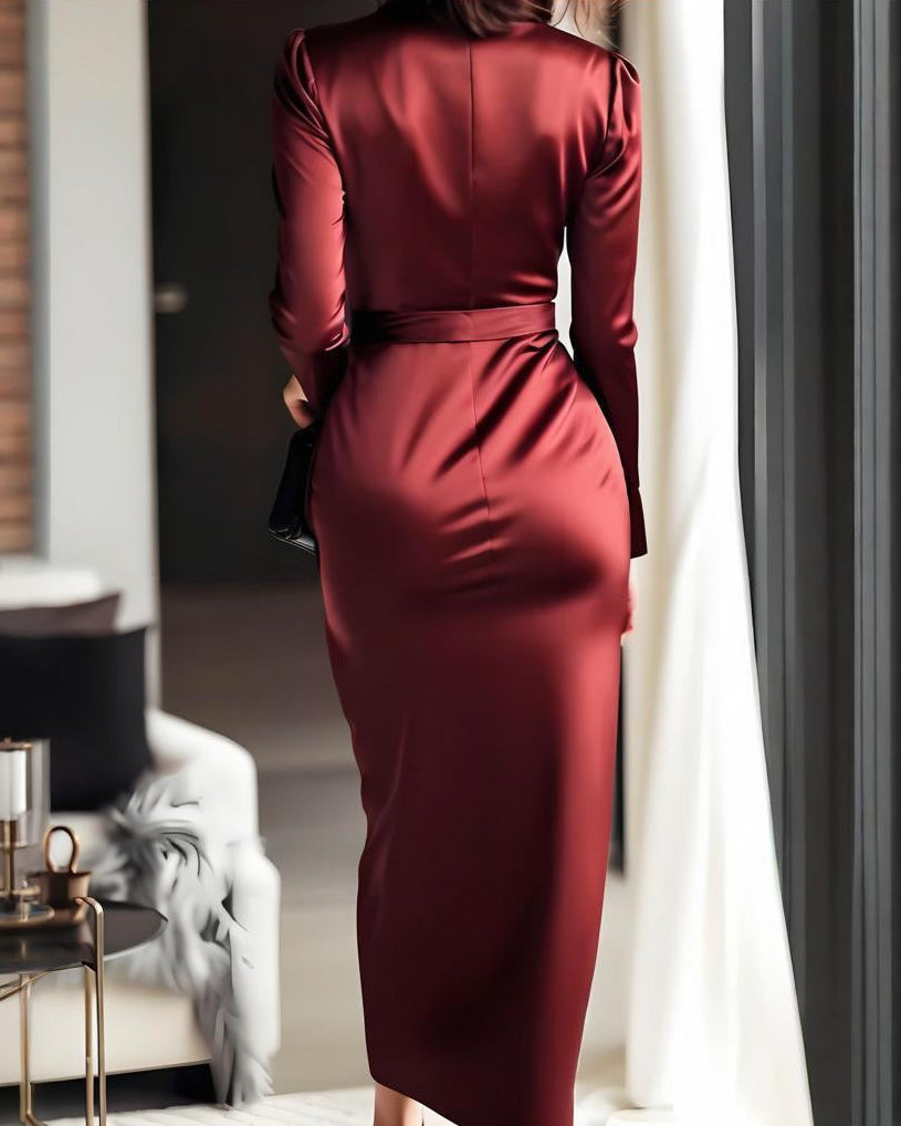 Valentina Satin Wrap Dress