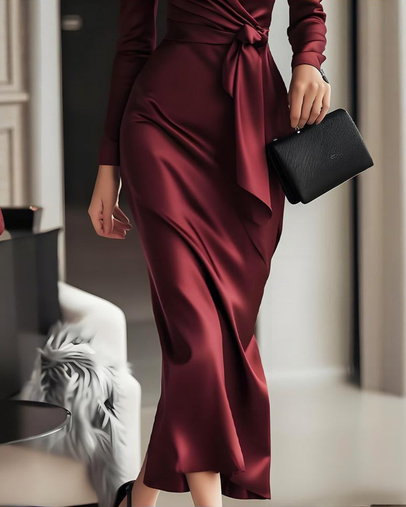 Valentina Satin Wrap Dress