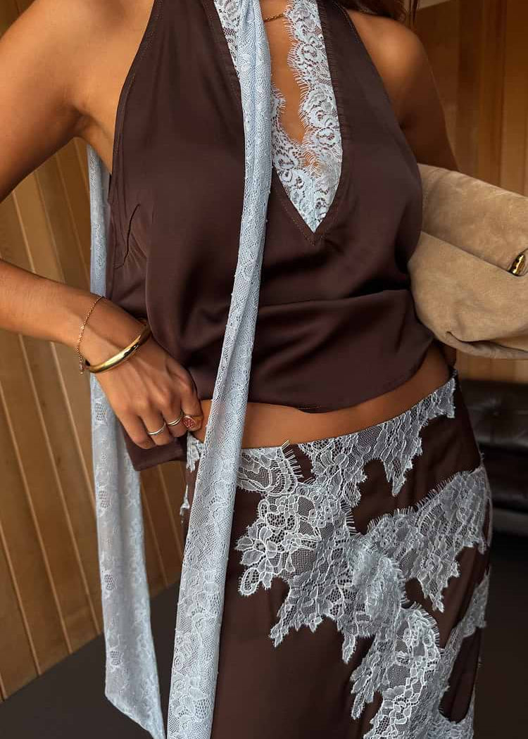 Celestia Lace Satin Set