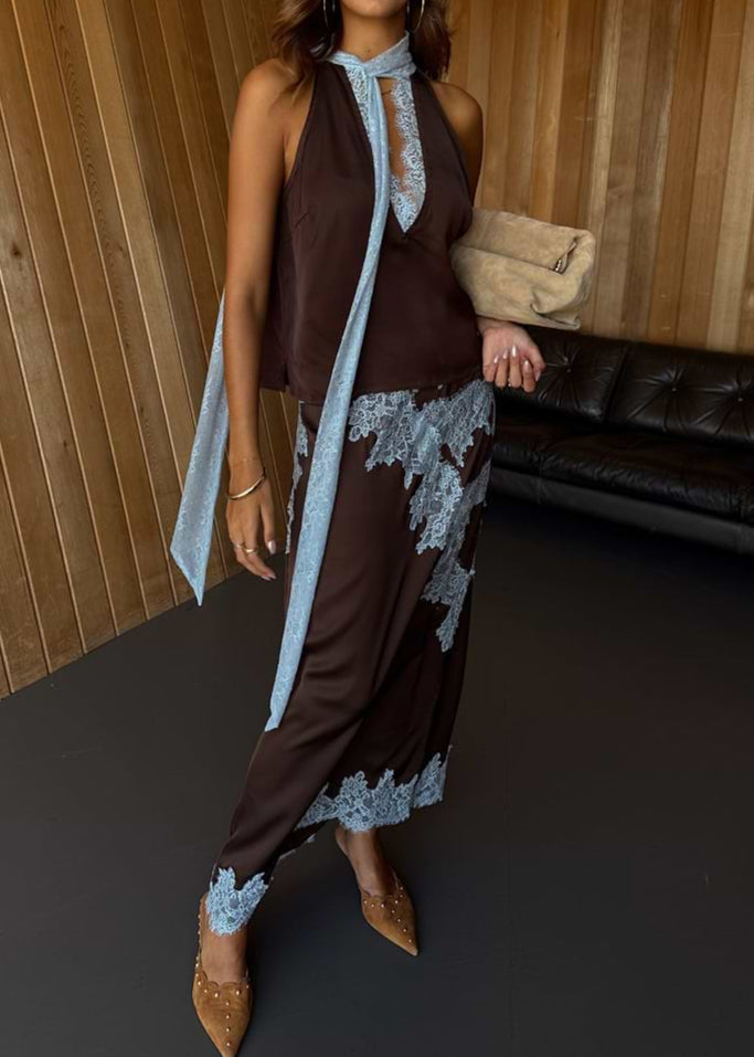 Celestia Lace Satin Set