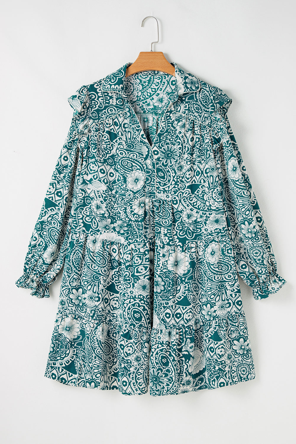 Emerald Bloom Mini Dress