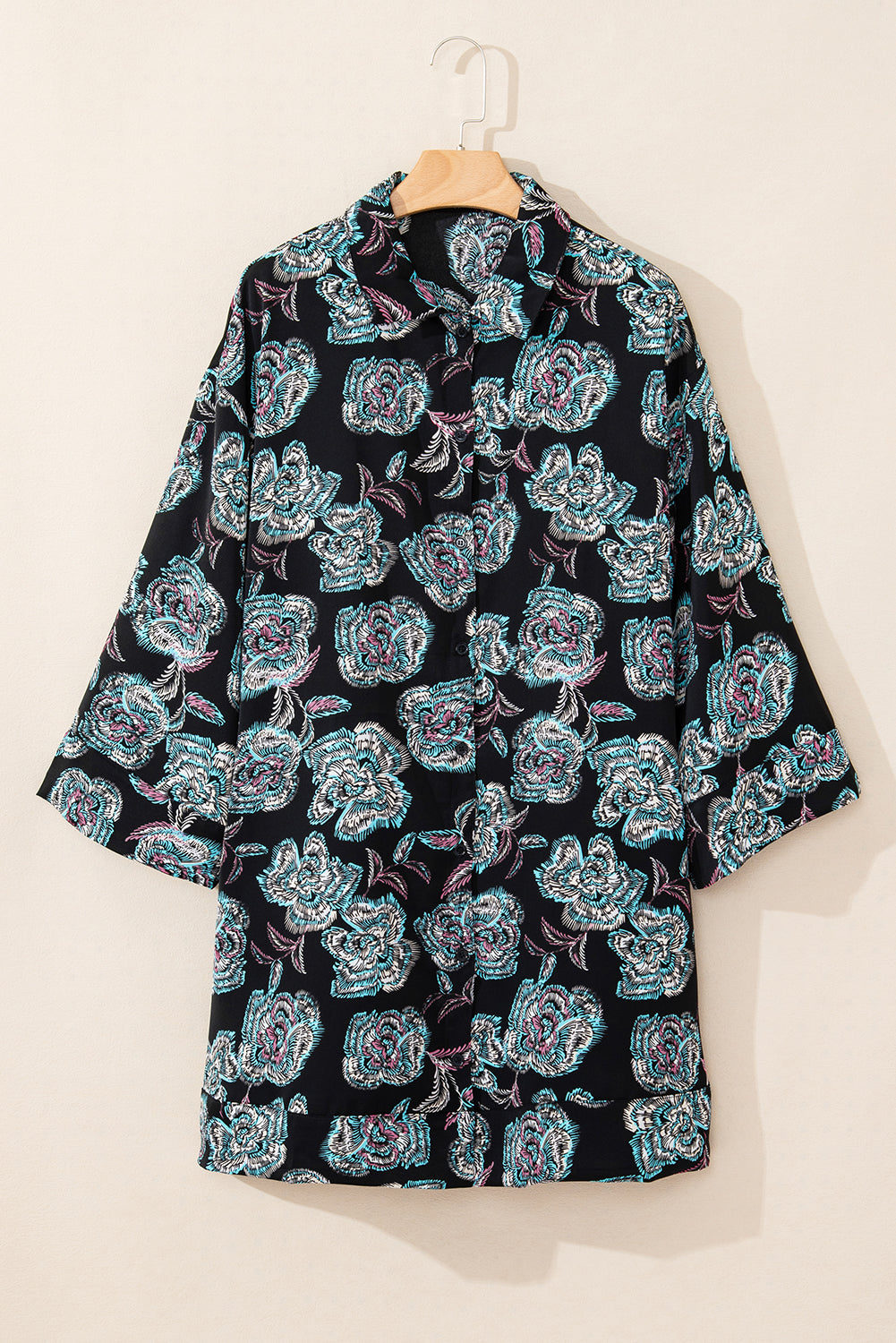 Midnight Bloom Shirt Dress