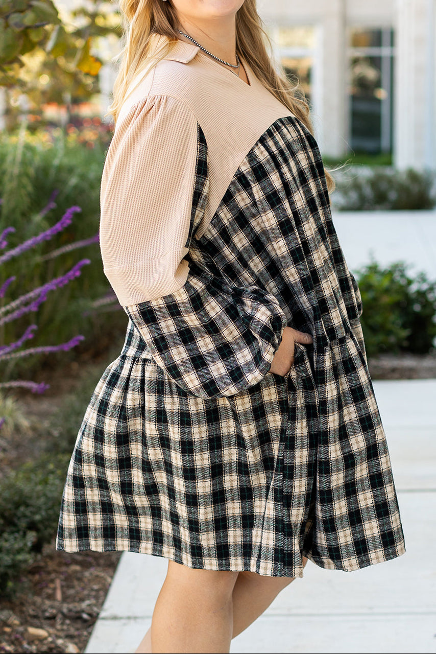 Noir Plaid Patchwork Dress