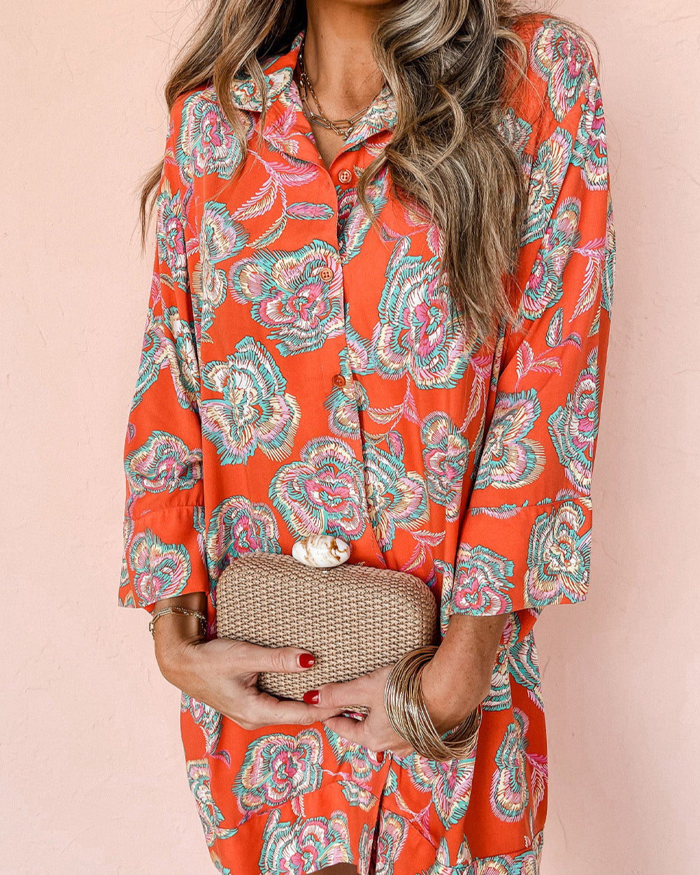 Midnight Bloom Shirt Dress