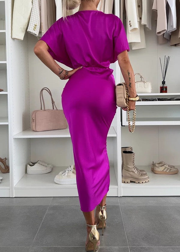 Livia Satin Wrap Dress