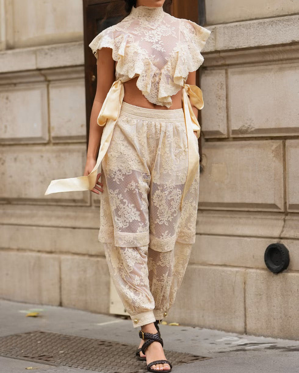 Elora Lace Ruffle Top