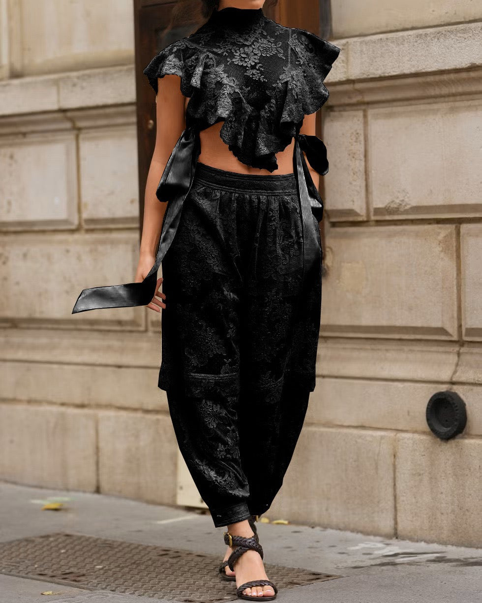 Elora Lace Ruffle Top