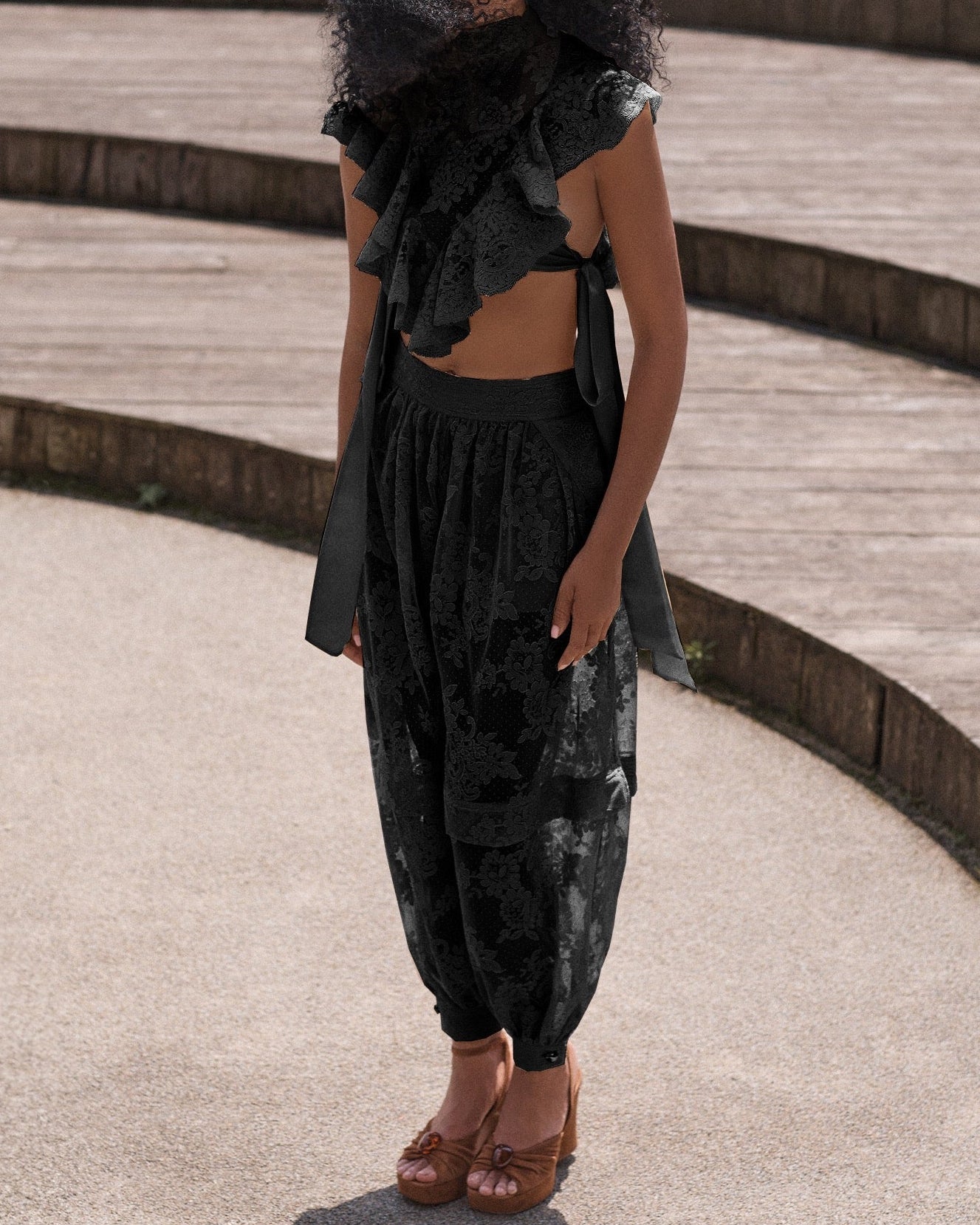 Elora Lace Ruffle Top