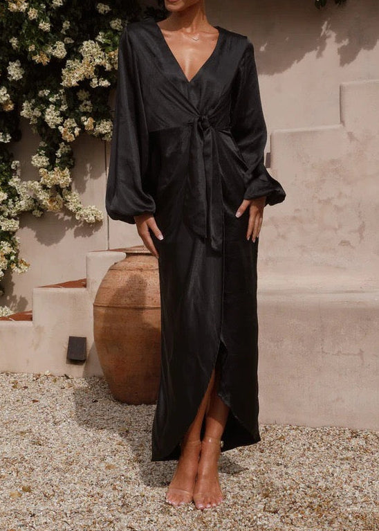 Amara Satin Wrap Dress