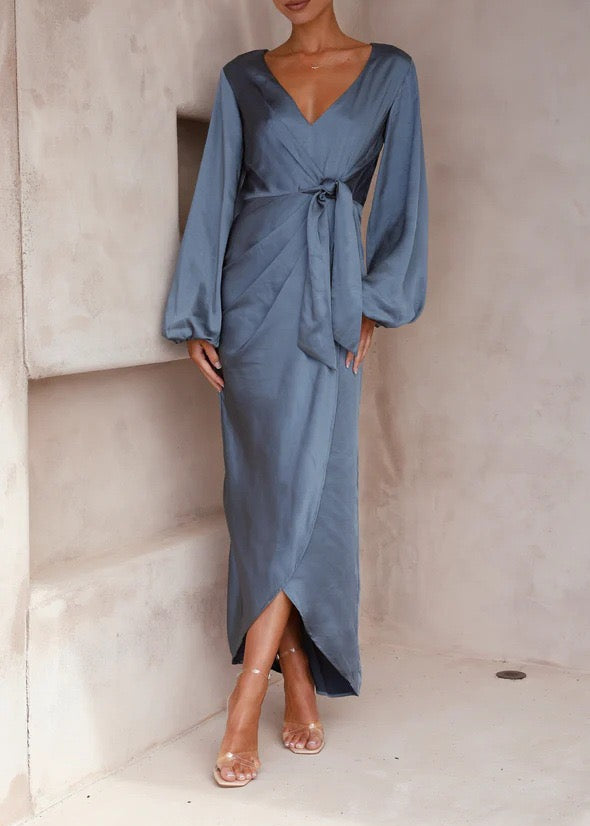 Amara Satin Wrap Dress