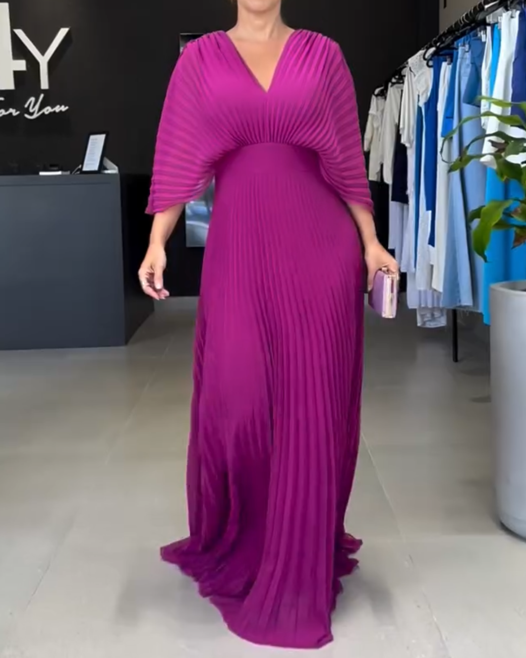 Alessia Pleated Maxi Dress