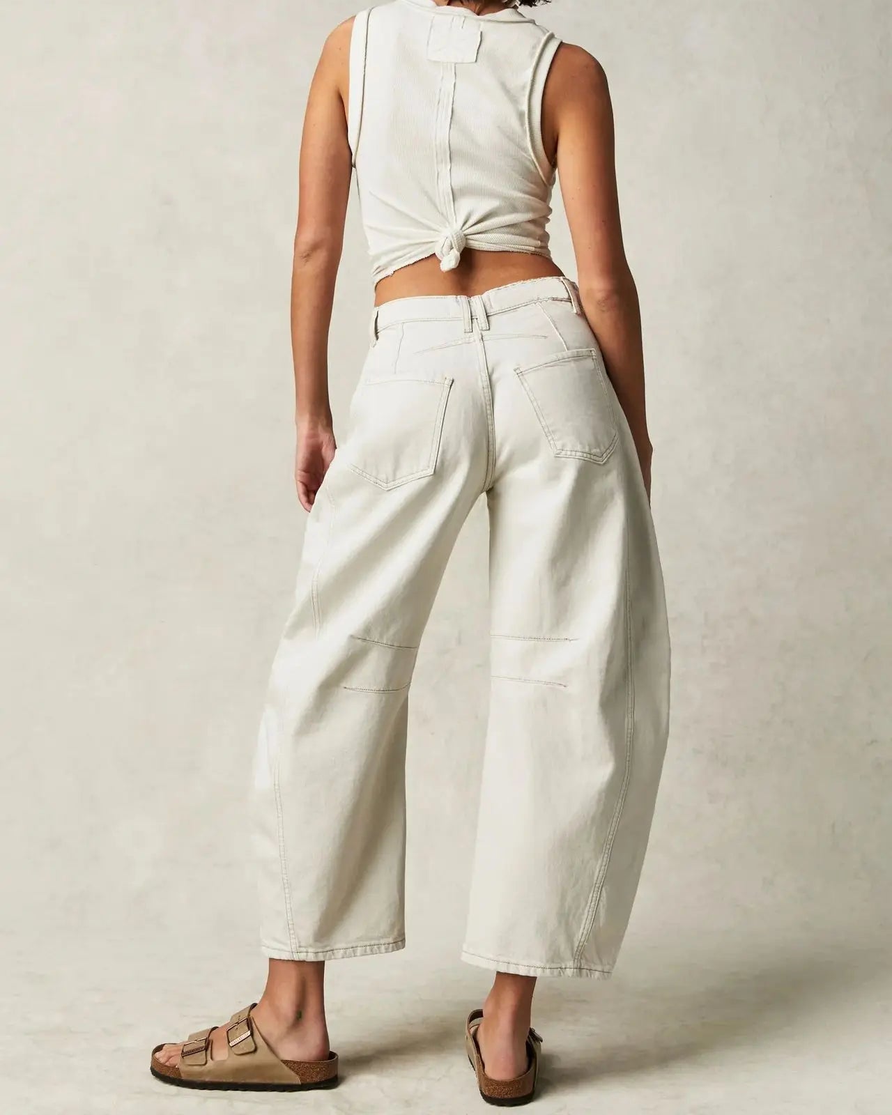 Boho Spliced Straight-Leg Jeans