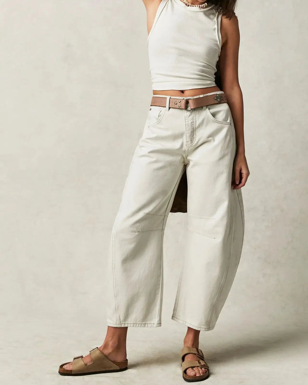 Boho Spliced Straight-Leg Jeans