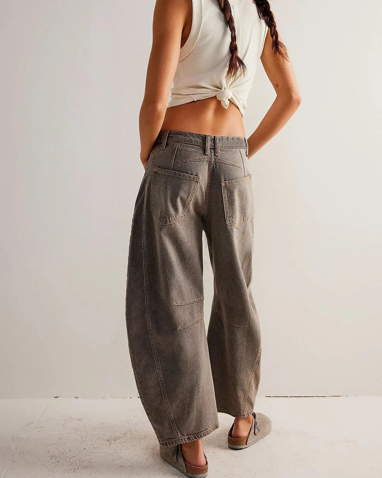 Boho Spliced Straight-Leg Jeans