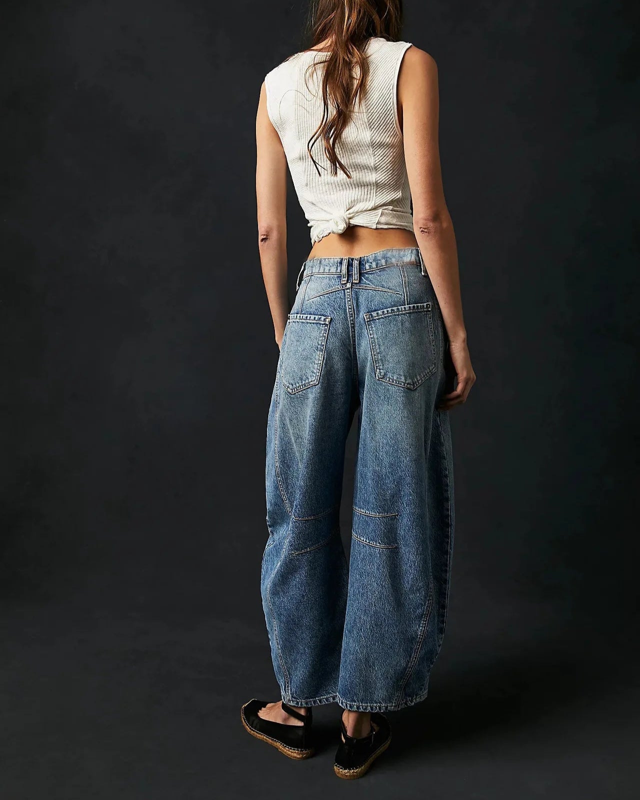 Boho Spliced Straight-Leg Jeans