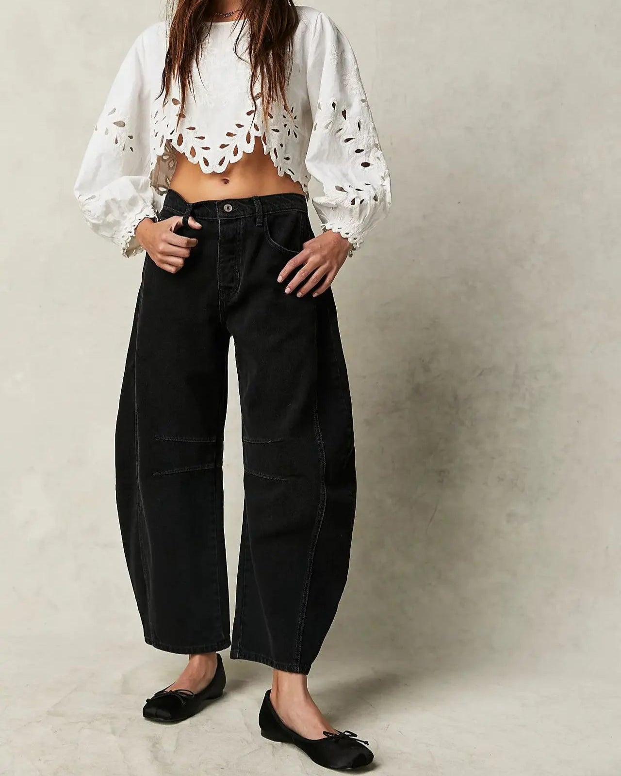 Boho Spliced Straight-Leg Jeans