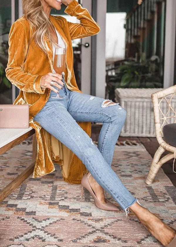 Margaux Velvet Long Coat