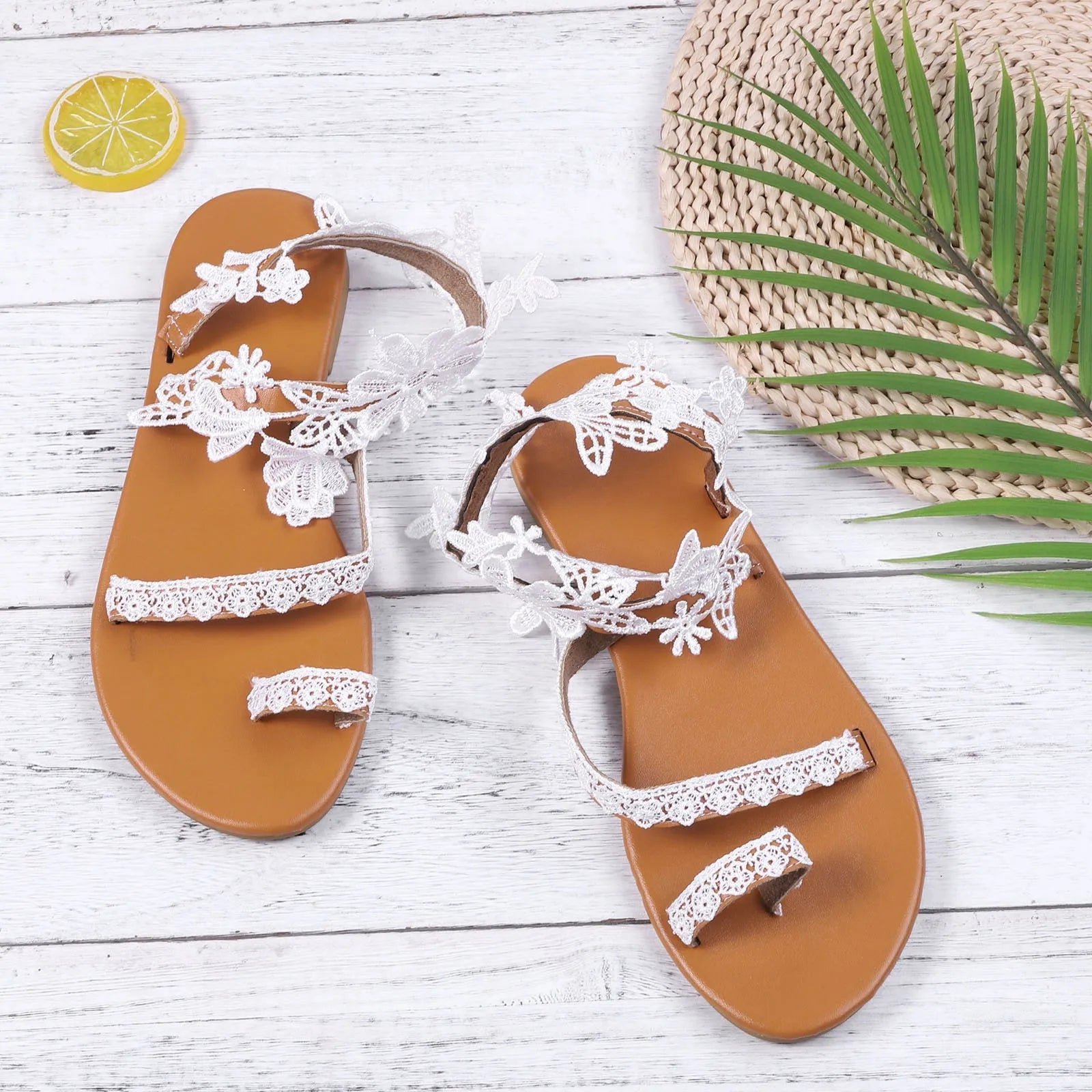 Boho Lace Flower Sandals