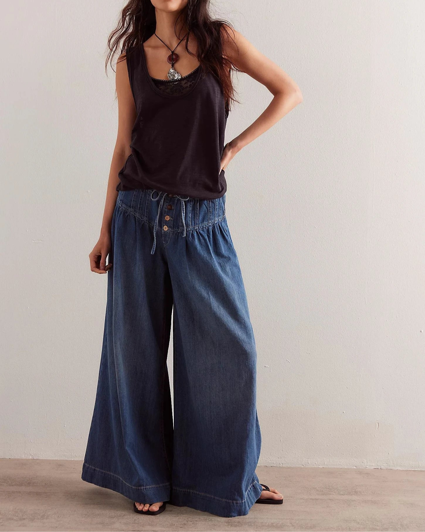 Boho Mid-Waist Full Length Jeans