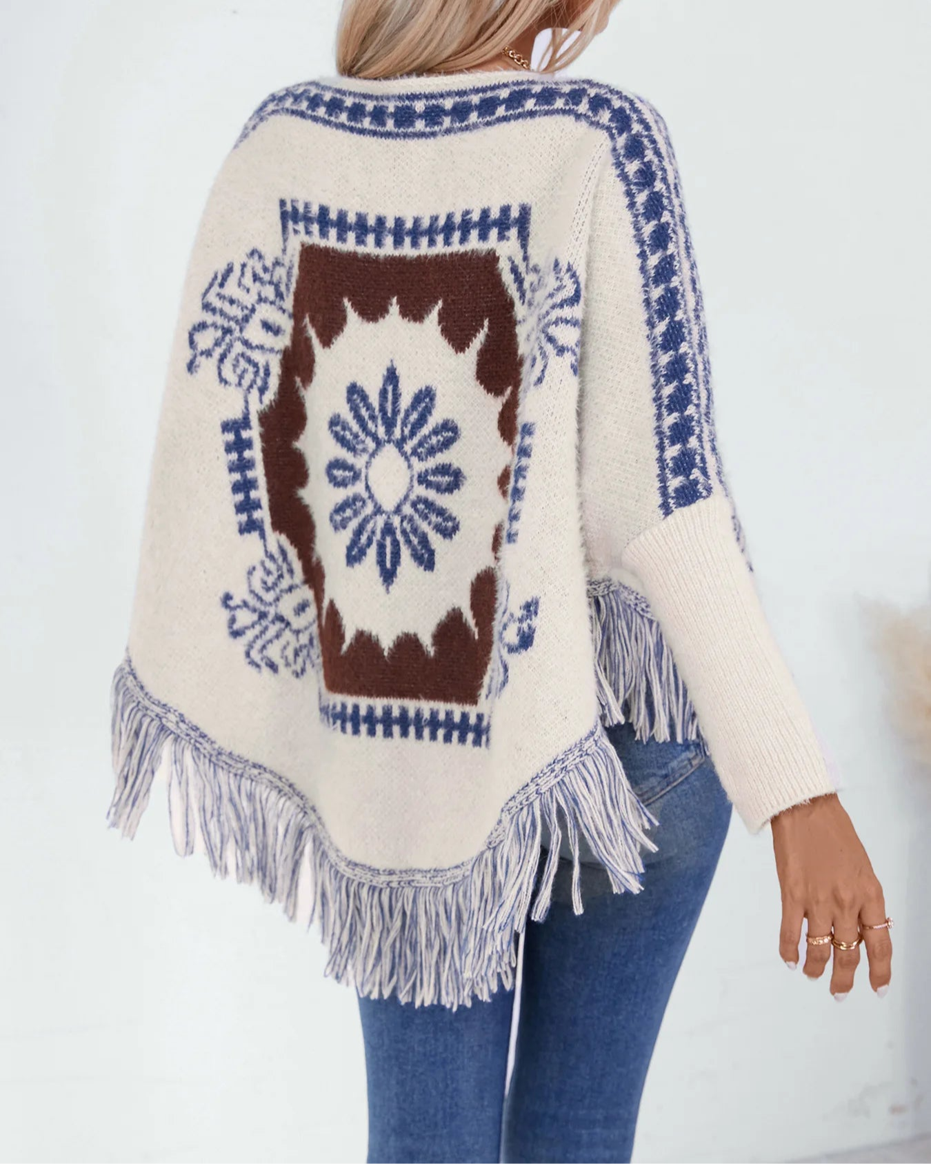 Desert Bloom Tassel Poncho
