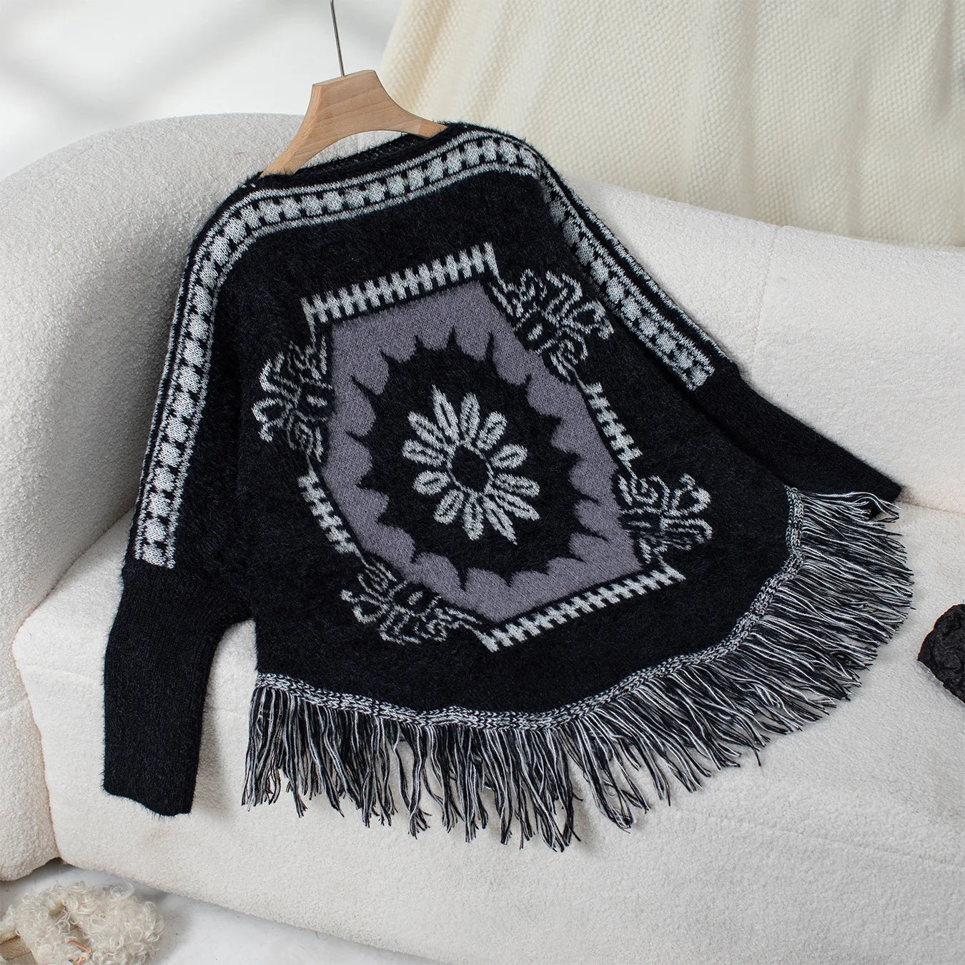 Desert Bloom Tassel Poncho