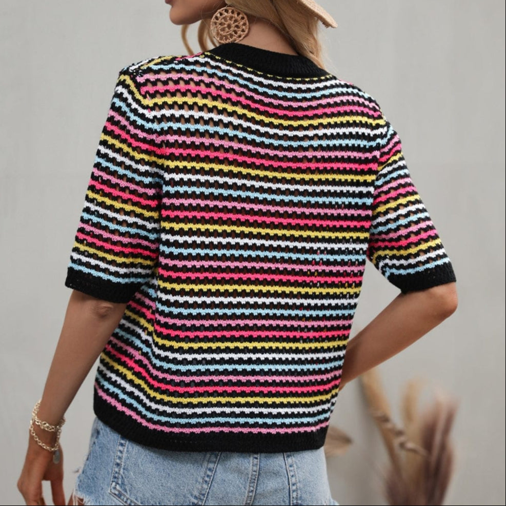 Isabella Striped Crochet Top