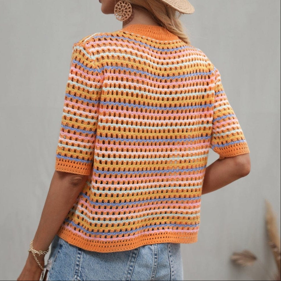 Isabella Striped Crochet Top