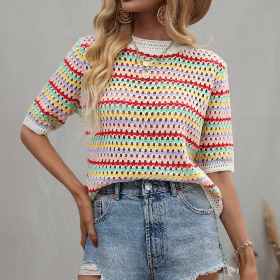 Isabella Striped Crochet Top