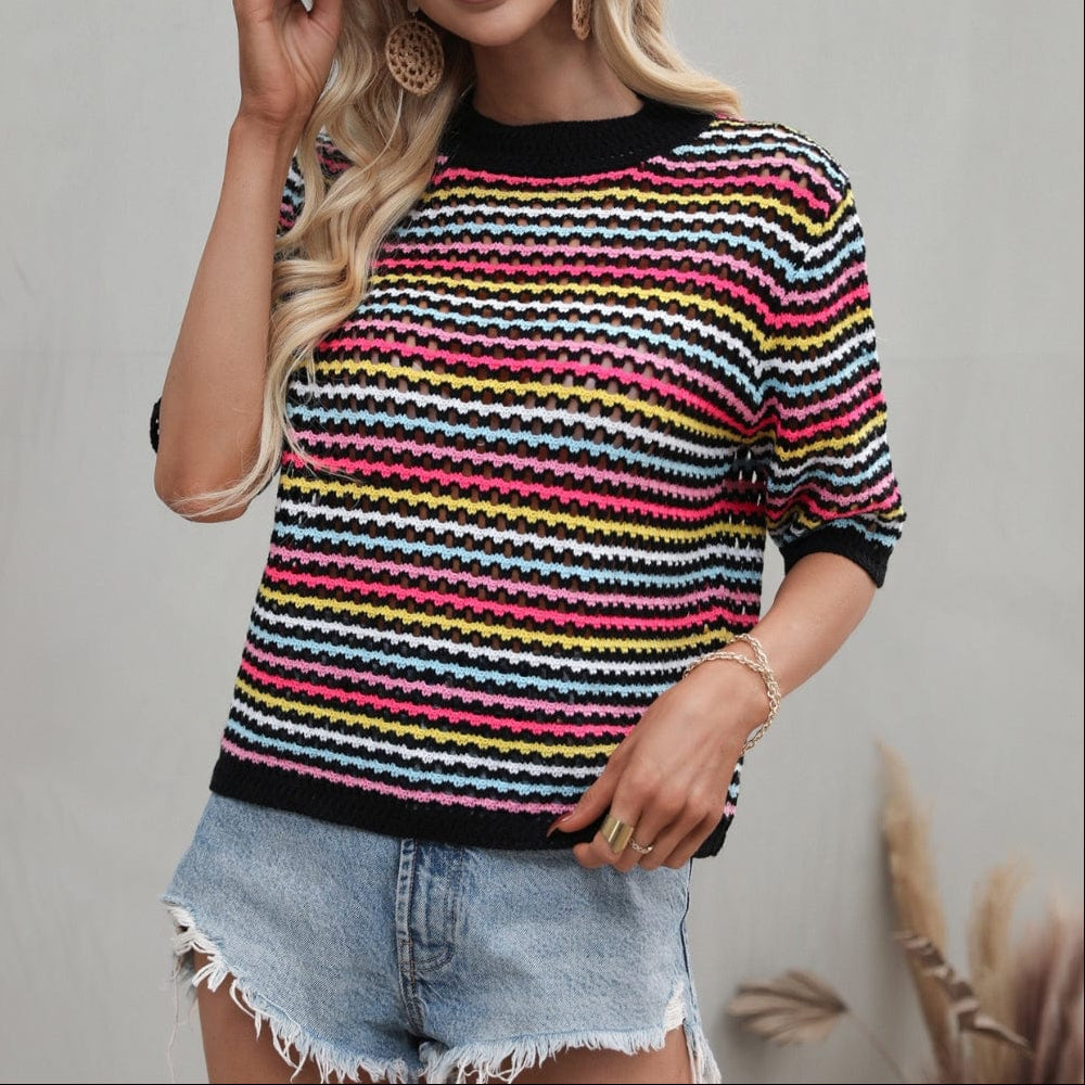 Isabella Striped Crochet Top