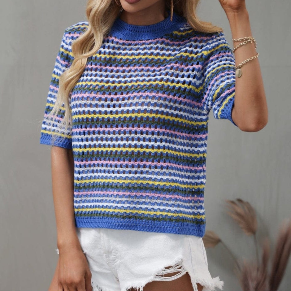 Isabella Striped Crochet Top